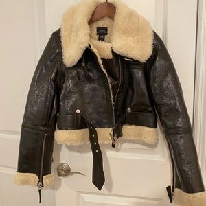 Urban Outfitters black & shearling moto jacket
